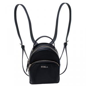 Furla Black Leather Mini Frida Backpack