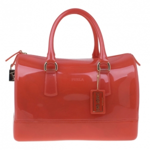 Pre Owned Furla Red Gloss PVC Candy Satchel