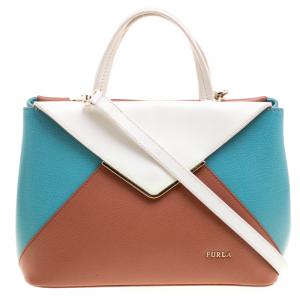 Pre Owned Furla Tri Color Leather Kelis Tote