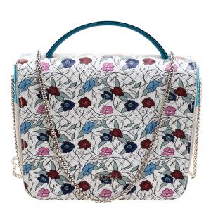 Pre Owned Furla Multicolor Printed Leather Top Handle Crossbody Bag