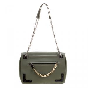 Pre Owned Furla Olive Green Leather Diana Shoulder Bag