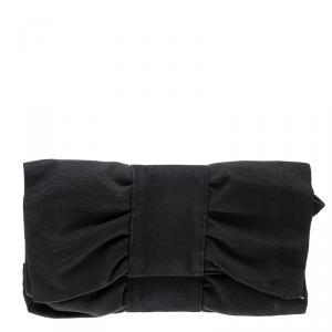 Pre Owned Furla Black Fabric Bow Clutch