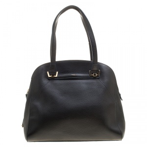 Pre Owned Furla Black Leather Dome Satchel