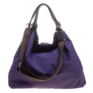 Pre Owned Furla Purple Nylon Elizabeth Hobo