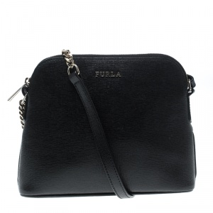 Pre Owned Furla Black Leather Boheme Crossbody Bag