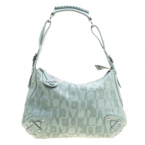 Pre Owned Furla Mint Green Suede and Leather Hobo