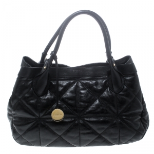 Pre Owned Furla Black Quilted Leather Tote