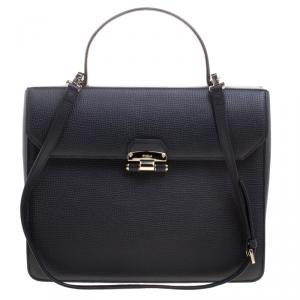 Pre Owned Furla Black Leather Chiara Top Handle Bag