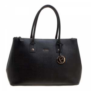 Pre Owned Furla Black Leather Linda Tote