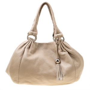 Pre Owned Furla Taupe Leather Shoulder Bag