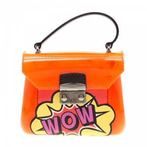 Pre Owned Furla Orange/Black Wow Candy Bon Bon Crossbody Bag