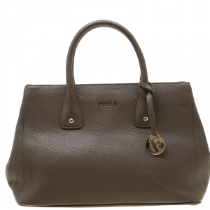 Pre Owned Furla Taupe Leather Linda Tote