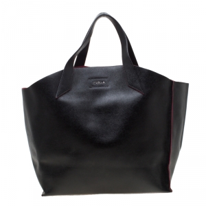 Pre Owned Furla Black Leather Small Jucca Tote