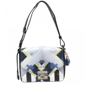 Pre Owned Furla Multicolor Printed Leather Metropolis Shoulder Bag