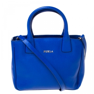 Pre Owned Furla Blue Leather Small Capriccio Tote