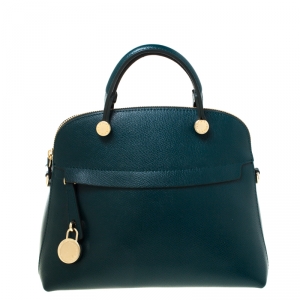 Pre Owned Furla Green Leather Piper Satchel