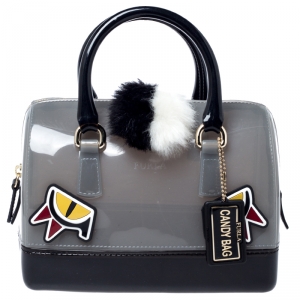 Pre Owned Furla Grey Rubber Small Candy Jungle Cookie Satchel