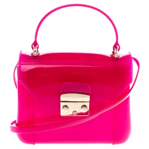 Pre Owned Furla Pink Rubber Candy Mini Crossbody Bag