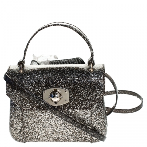 Pre Owned Furla Silver Glitter Rubber Mini Candy Crossbody Bag