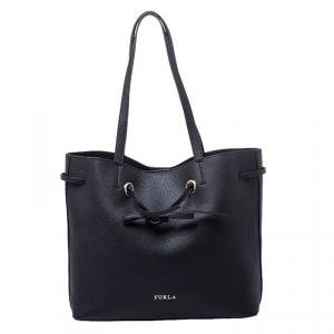Pre Owned Furla Black Leather Costanza Tote