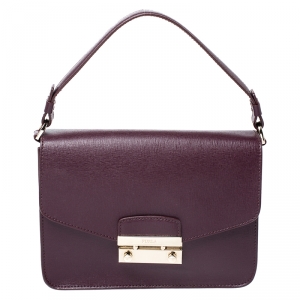 Pre Owned Furla Burgundy Leather Metropolis Shoulder Bag