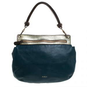 Pre Owned Furla Tricolor Leather Zip Hobo