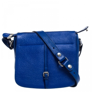 Pre Owned Furla Electric Blue Leather Messenger Bag