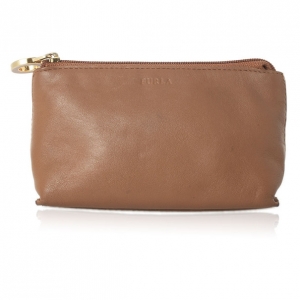 Furla Brown Leather Make Up Pouch