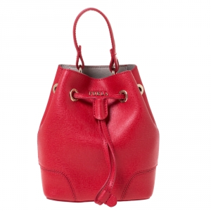 Pre Owned Furla Red Leather Stacy Drawstring Crossbody Bag