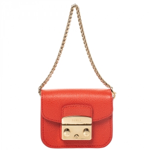 Pre Owned Furla Orange Leather Metropolis Coin Purse