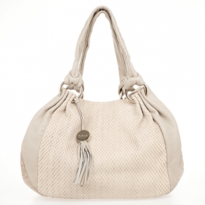 Furla Beige Python Embossed Leather Hobo