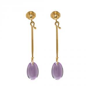 Georg Jensen Dew Drop Amethyst & 18k Yellow Gold Earrings