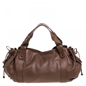 Gerard Darel Light Brown Leather 24 Hour Drawstring Hobo