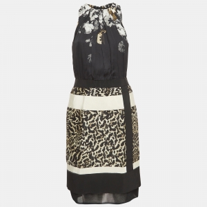 Giambattista Valli Black Printed Silk Sleeve Midi Dress S