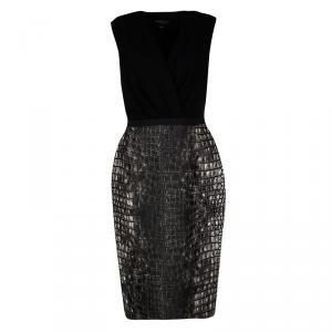 Giambattista Valli Black Croc Print Sleeveless Dress M