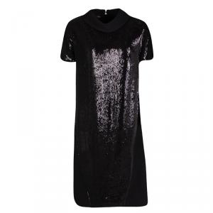 Gianfranco Ferre Black Sequin Embellished Wool Dress M