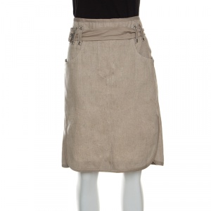 Gianfranco Ferre Beige Linen Belted Skirt L