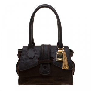 Gianfranco Ferre Brown Suede and Leather Satchel