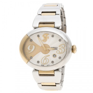 Gianfranco Ferre Silver White Stainless Steel Diamond Collection Oval Watch 44 mm