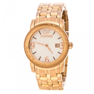 Gianfranco Ferre Silver White Rose Gold Plated Steel 9085L Women's Wristwatch 32 mm