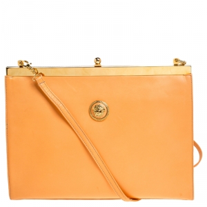 Gianni Versace Light Orange Leather Frame Shoulder Bag
