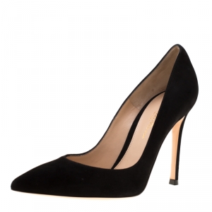 Pre Owned Gianvito Rossi Black Suede Pointed Toe Pumps Size 35.5