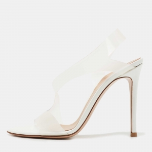 Pre Owned Gianvito Rossi White PVC Metropolis Sandals Size 37