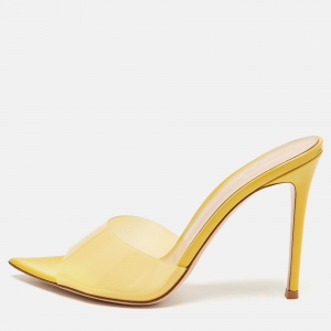 Pre Owned Gianvito Rossi Yellow  PVC Elle Slides Size 38