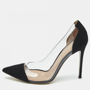 Gianvito Rossi Black Suede and PVC Plexi Pumps Size 41