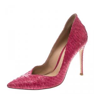 Pre Owned Gianvito Rossi Pink Python Pointed Toe Pumps Size 39