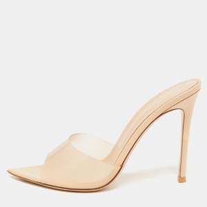 Gianvito Rossi Beige PVC Elle Slide Sandals Size 38