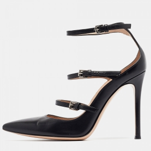 Pre Owned Gianvito Rossi Black Leather Buckle Pumps Size 36