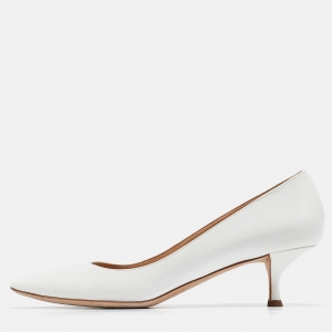 Pre Owned Sergio Rossi White Patent Leather Pointed Toe Pumps Size 40.5
