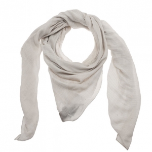 Giorgio Armani Beige Striped Logo Printed Silk Blend Scarf